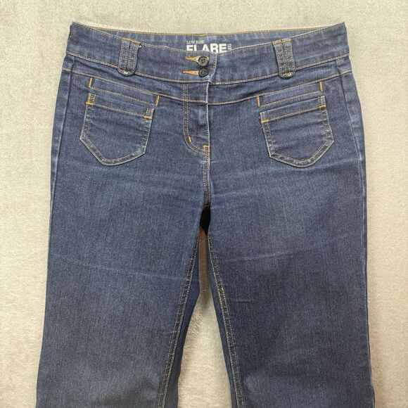 New York and Company Jeans Women’s 6T Blue Low Rise Flare Dark Wash - Picture 3 of 11